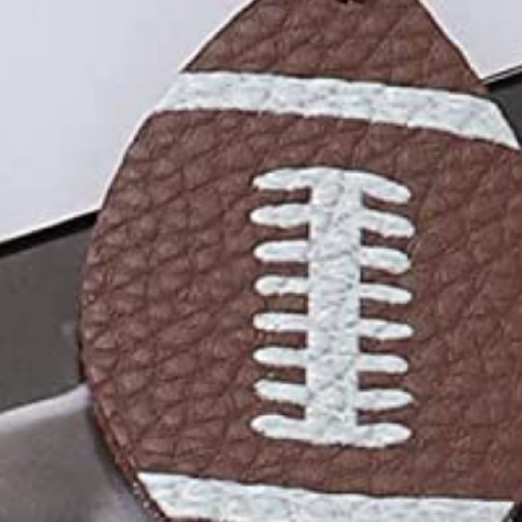 Faux Leather Dangling Football Earrings - Picture 6 of 8